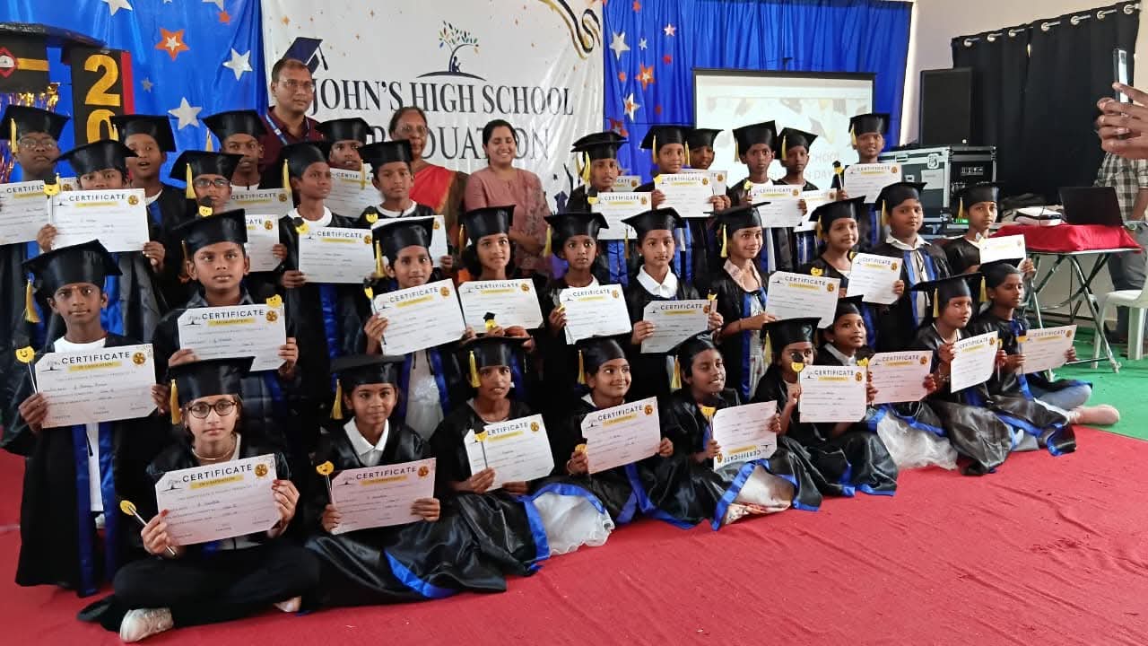 John's Academy High School Graduation ceremony — students in graduation gowns